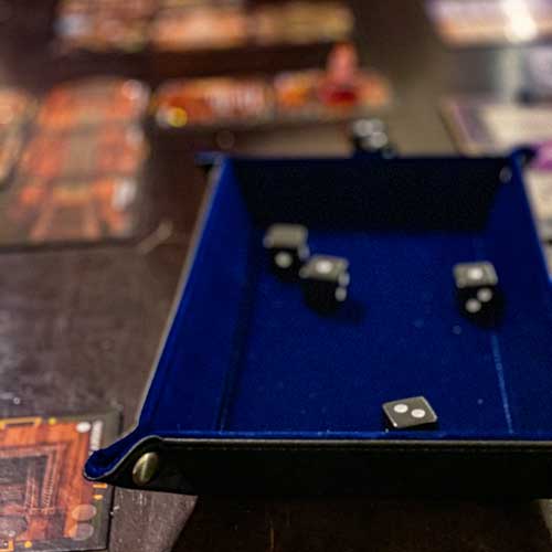Blue Collapsible Dice Tray saving dice throws at game night
